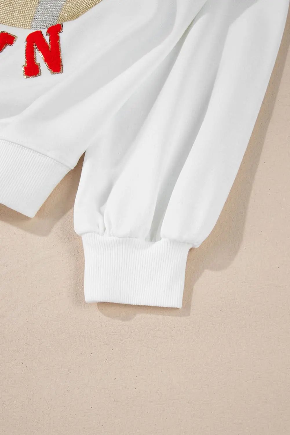 White TOUCH DOWN Football Graphic Pullover Sweatshirt - Love Salve